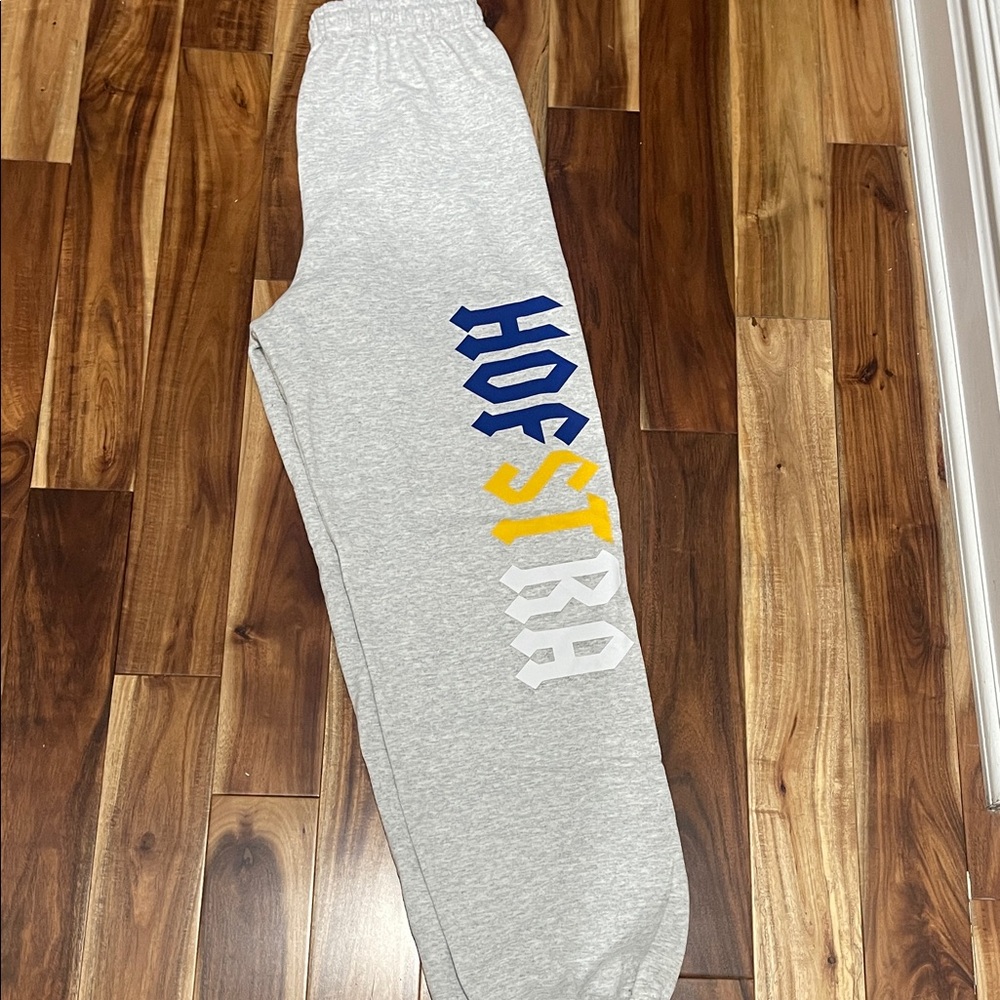 Gray Kids Sweatpants with Blue and Yellow Print